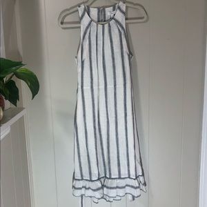 Linen Striped White and Black Dress
